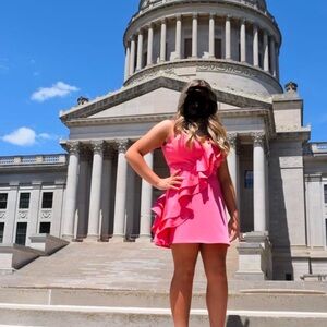 Mac Duggal Vibrant Pink Ruffle Dress
